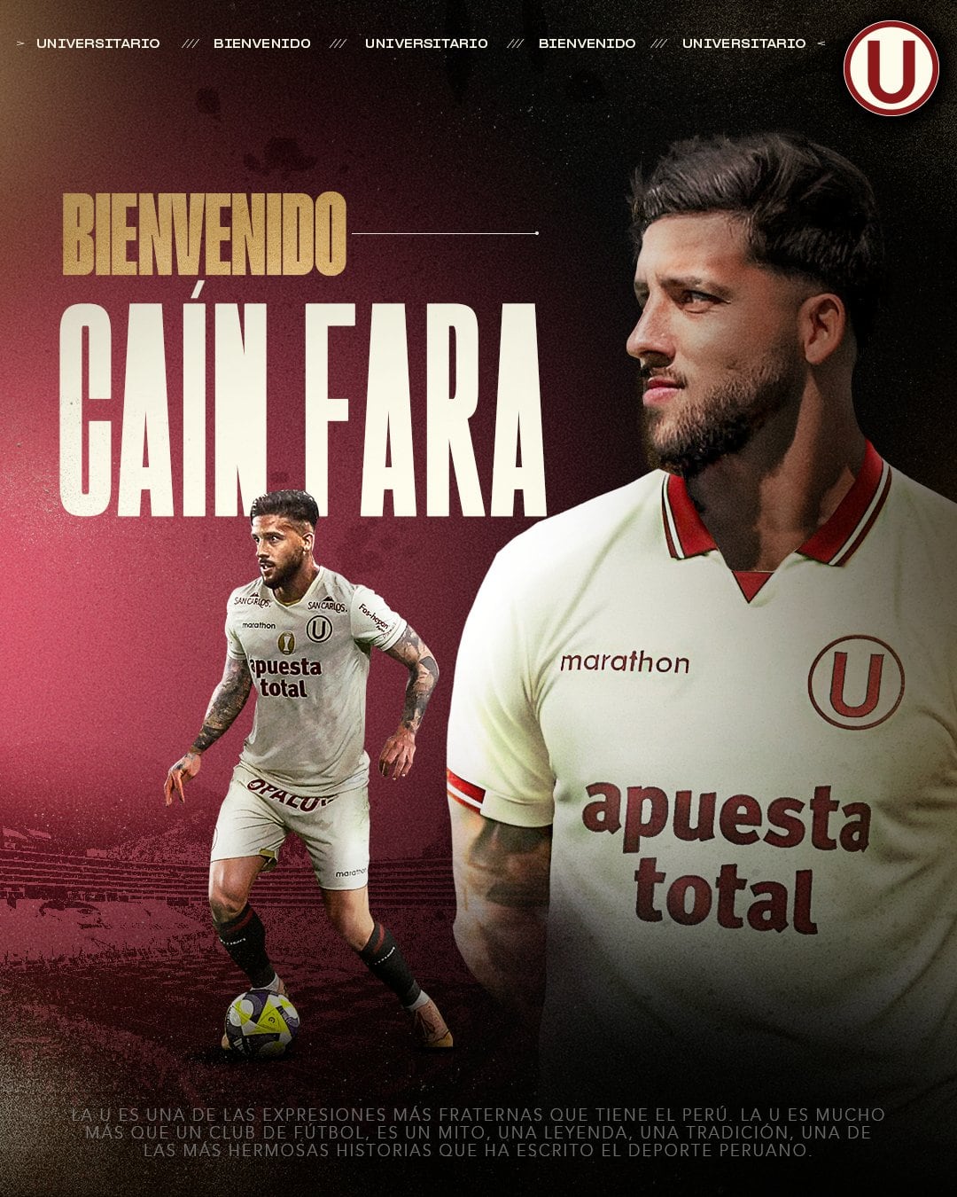 Caín Fara nuevo defensor de Universtario | Foto: U