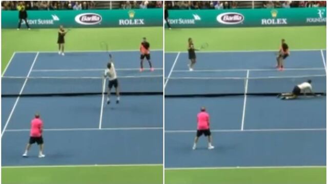 ¡De lujo! El increíble punto de Roger Federer con Bill Gates de compañero de dobles [VIDEO]