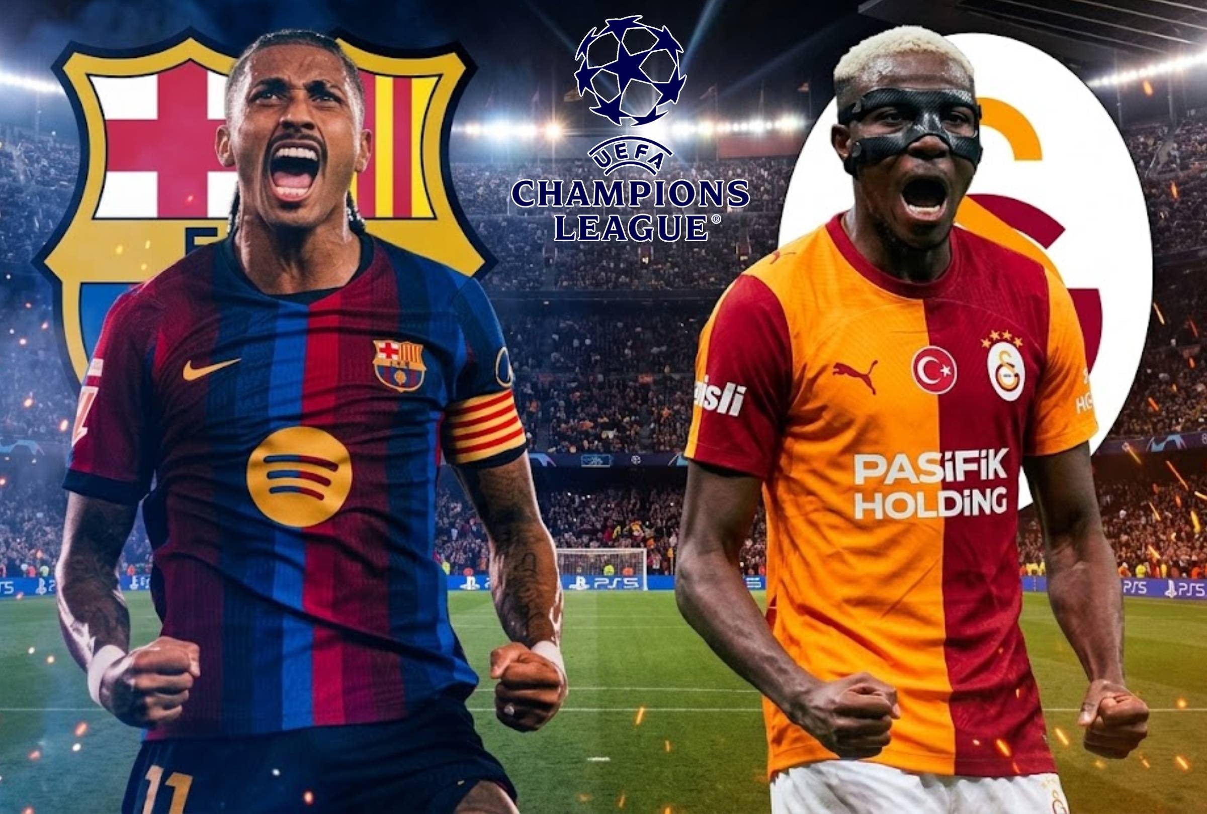 SARIYER, ESTAMBUL (TURQUÍA), 13/10/2026. Te presentamos los canales de TV para ver EN VIVO el partido entre Barcelona vs. Galatasaray por la UEFA Champions League. FOTO: Imagen creada por la IA de Gemini.