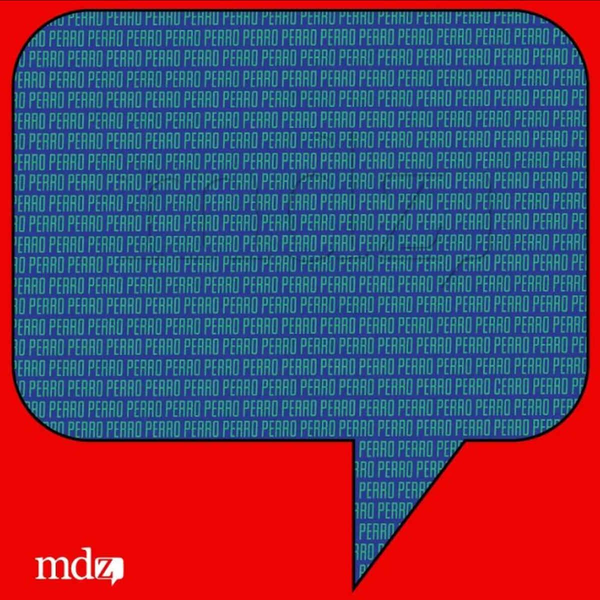 RETO VIRAL | En esta ilustración, que posee un globo de diálogo de color azul con bastantes palabras ‘PERRO’, está el término ‘CERRO’. (Foto: MDZ Online)