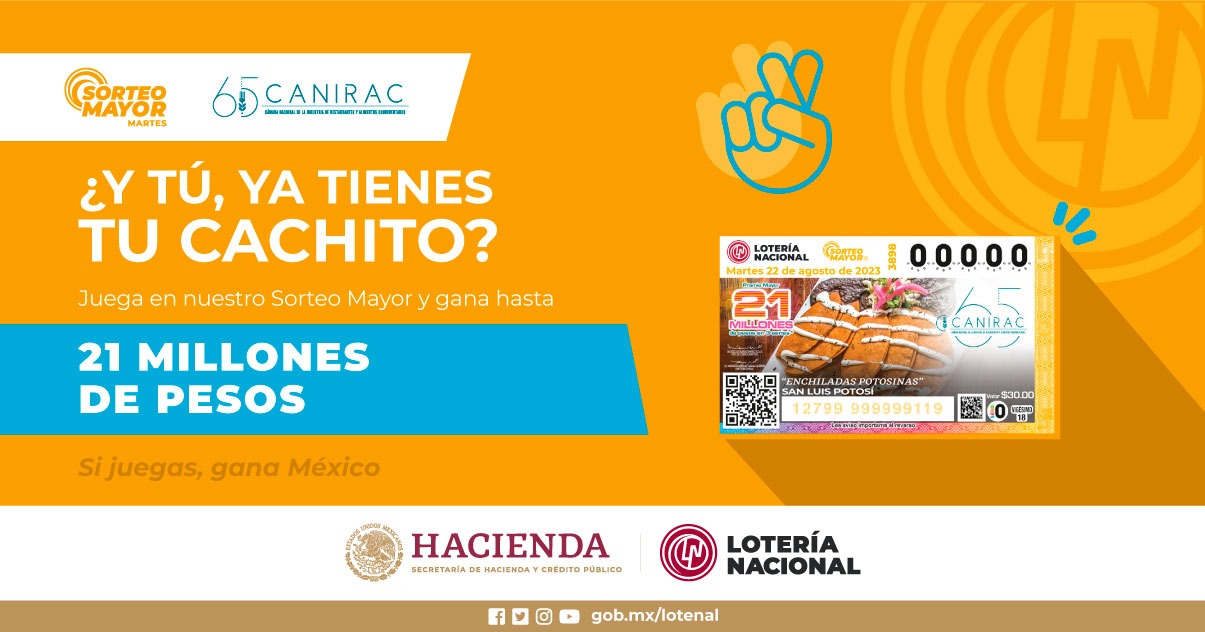 Sorteo Mayor del martes 22 de agosto. (Foto: Loterías Nacionales)