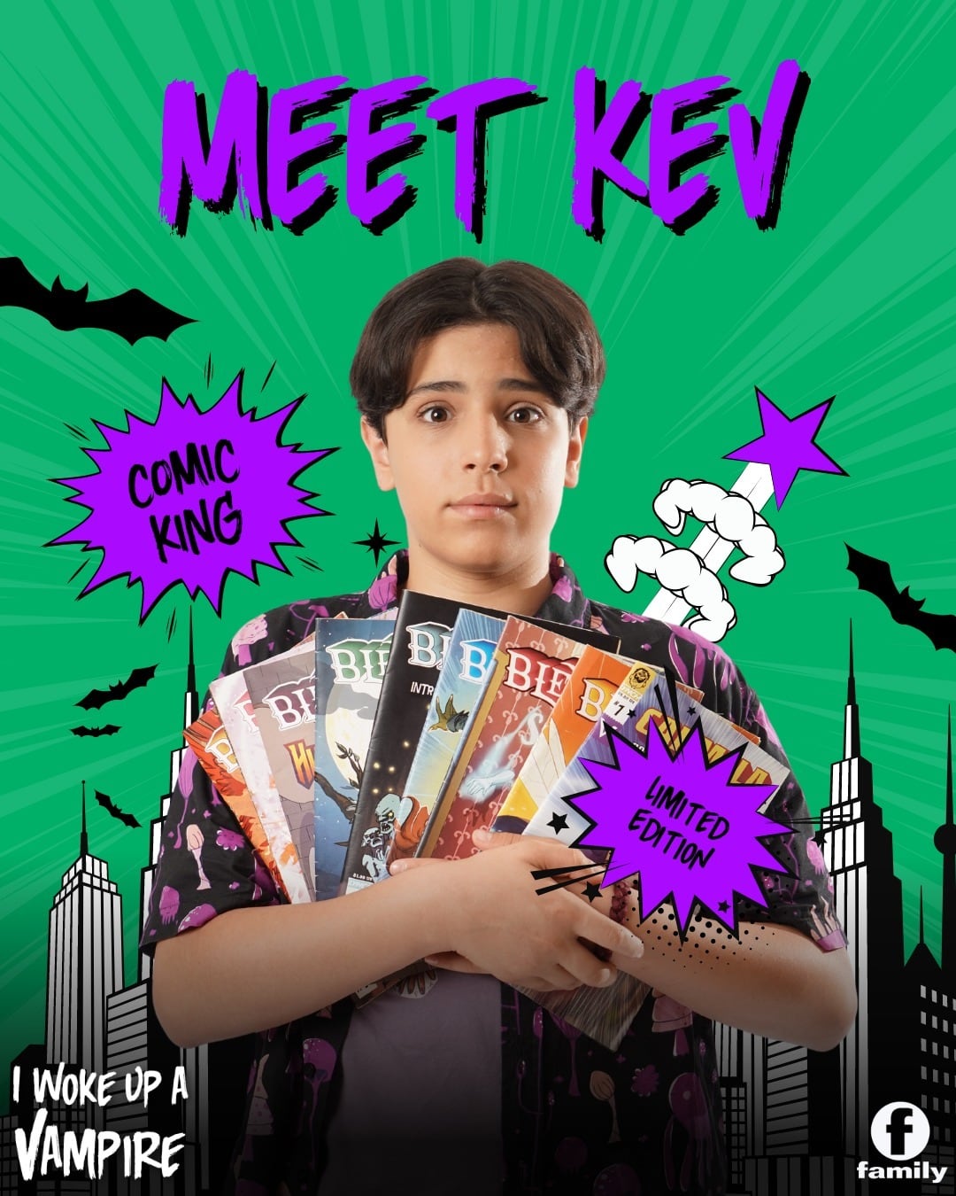 Niko Ceci como Kev Gardner en la serie “Me desperté vampira” (Foto: The Family Channel)