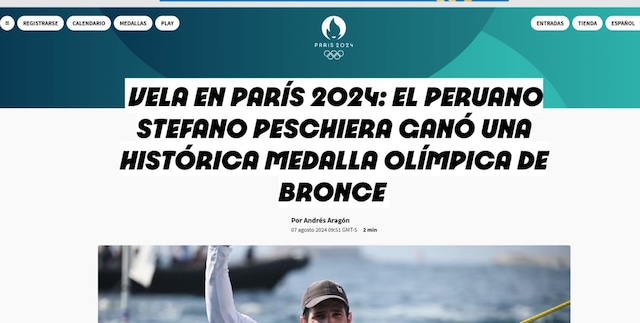 Así informan los medios deportivos mundiales sobre la medalla de bronce que Stefano Peschiera logró para el Perú.