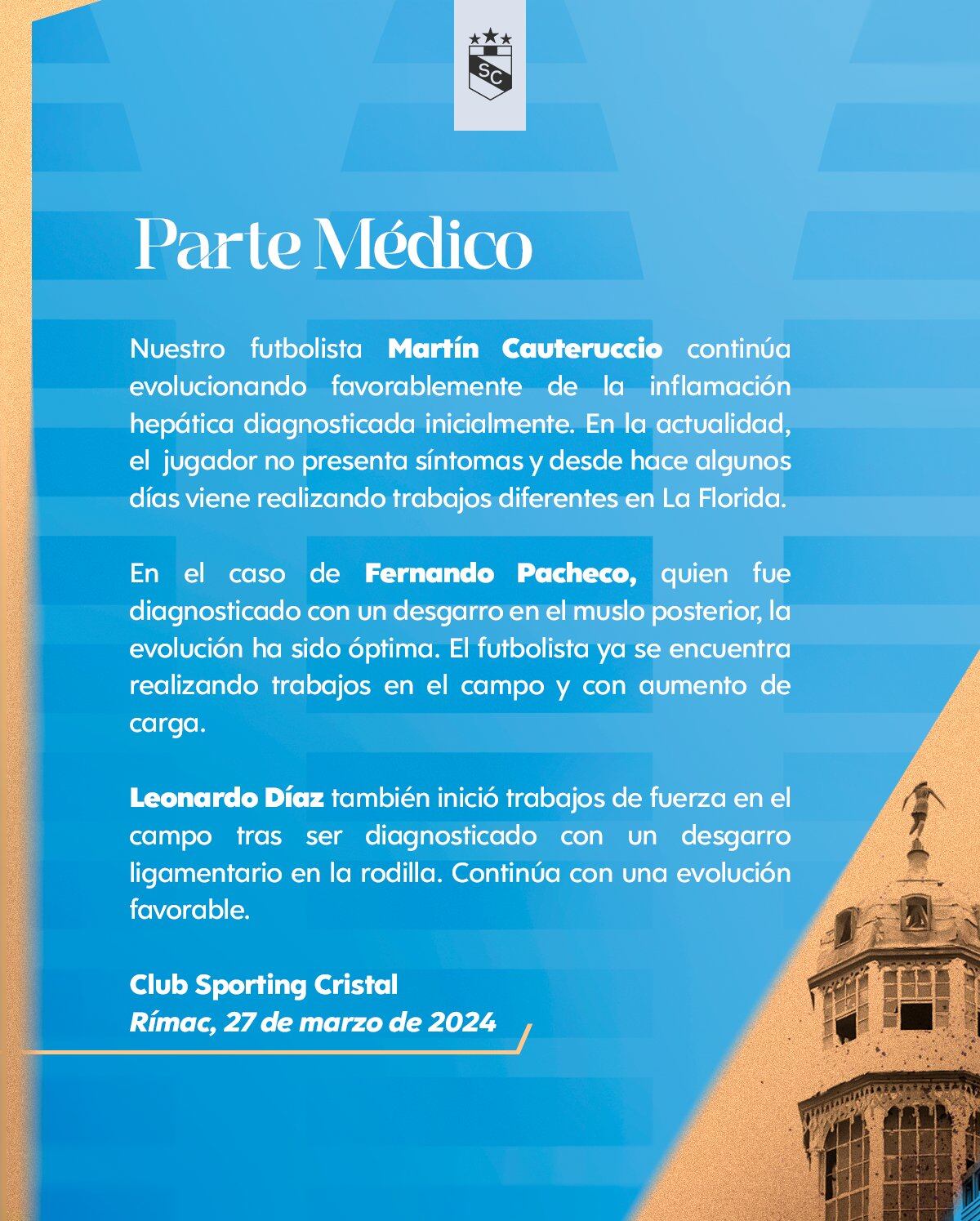 El parte médico de los lesionados en Sporting Cristal.