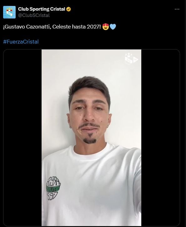 Gustavo Cazonatti se queda en Cristal hasta el 2027. (Foto: Sporting Cristal)