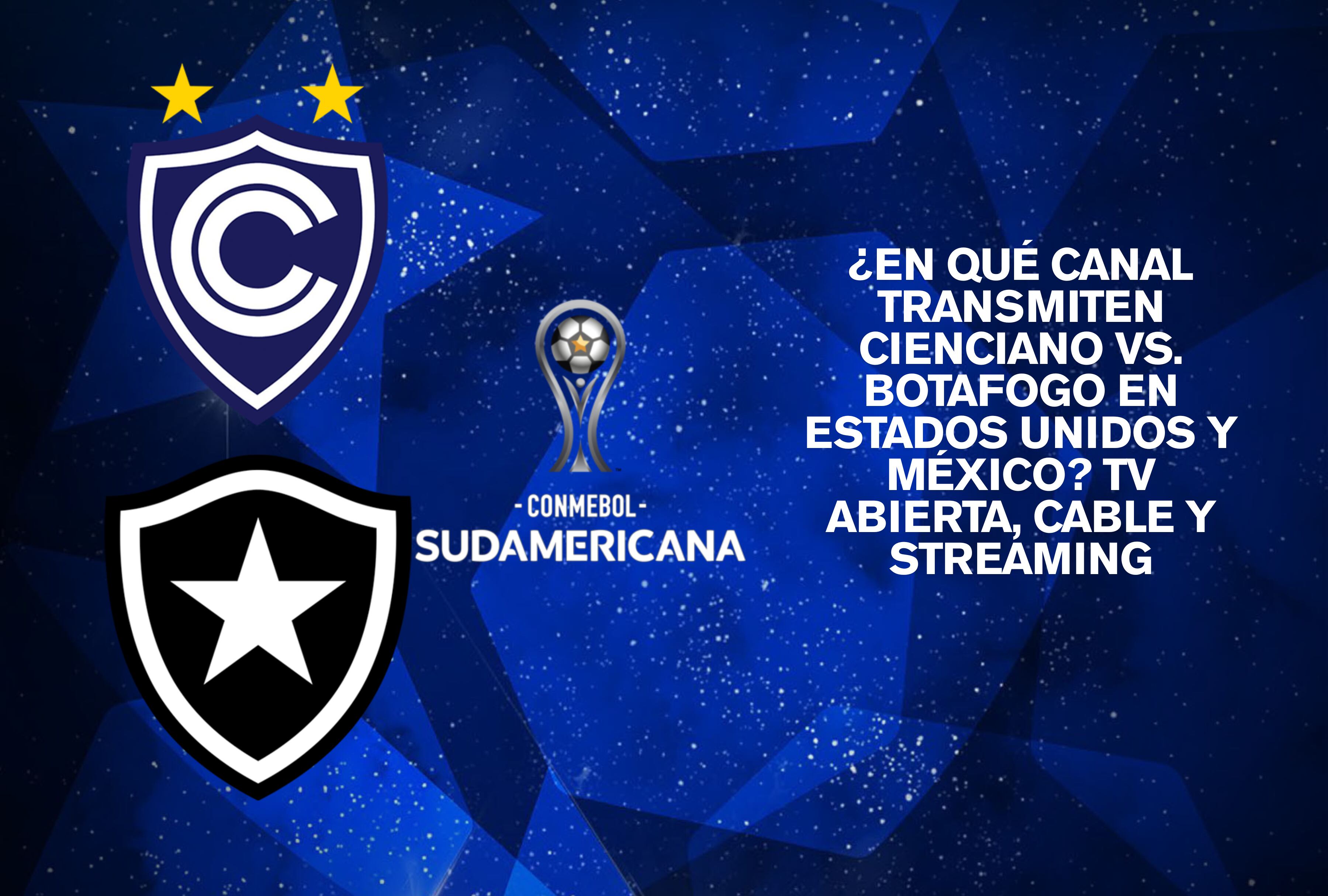 Guía de señales por cable, televisión abierta y plataformas digitales autorizadas en Estados Unidos y México para ver en directo el choque Cienciano vs. Botafogo. | Crédito: gol.conmebol.com / Composición Depor