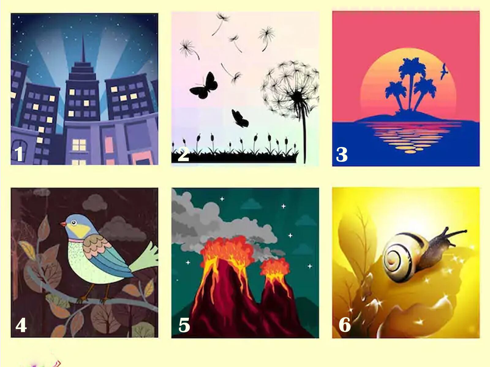 Simplemente observa la imagen y elige la foto que más te inspire. Cada foto representa una cualidad diferente. ¡Sorpréndete con los resultados!