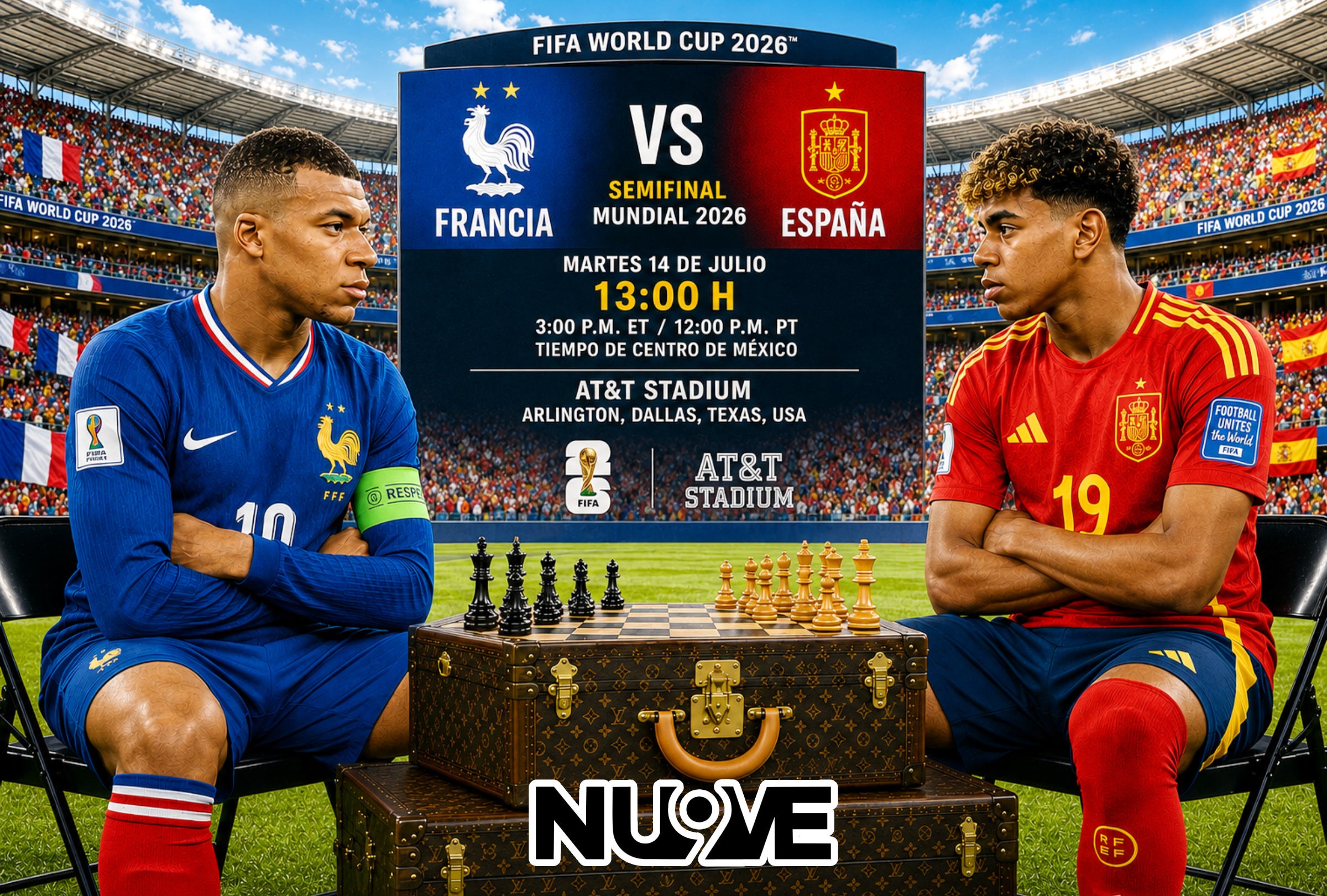 DALLAS, TEXAS (ESTADOS UNIDOS), 14/07/2026.- Cobertura oficial de Canal 9 (Nu9eve) EN VIVO GRATIS para ver el partido Francia vs. España hoy por la semifinal de la Copa Mundial FIFA 2026 en el AT&T Stadium de Arlington en Dallas, Texas (Estados Unidos). FOTO DE NOÉ YACTAYO