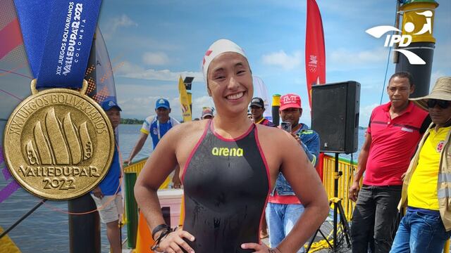 ¡Grande! María Alejandra Bramont ganó el oro en los 10 000 metros aguas abiertas, en Juegos Bolivarianos 