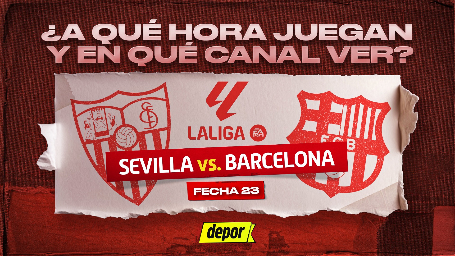 Barcelona y Sevilla se miden por la fecha 23 de LaLiga. (Diseño: Depor)