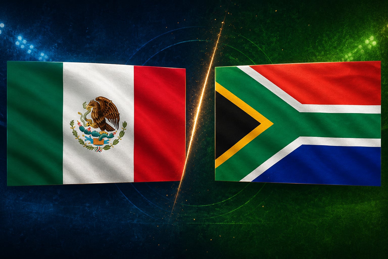 México vs. Sudáfrica se disputará el 11 de junio y se celebrará en el estadio Azteca de Ciudad de México (Imagen hecha por MAG con apoyo de la IA Chat GPT)