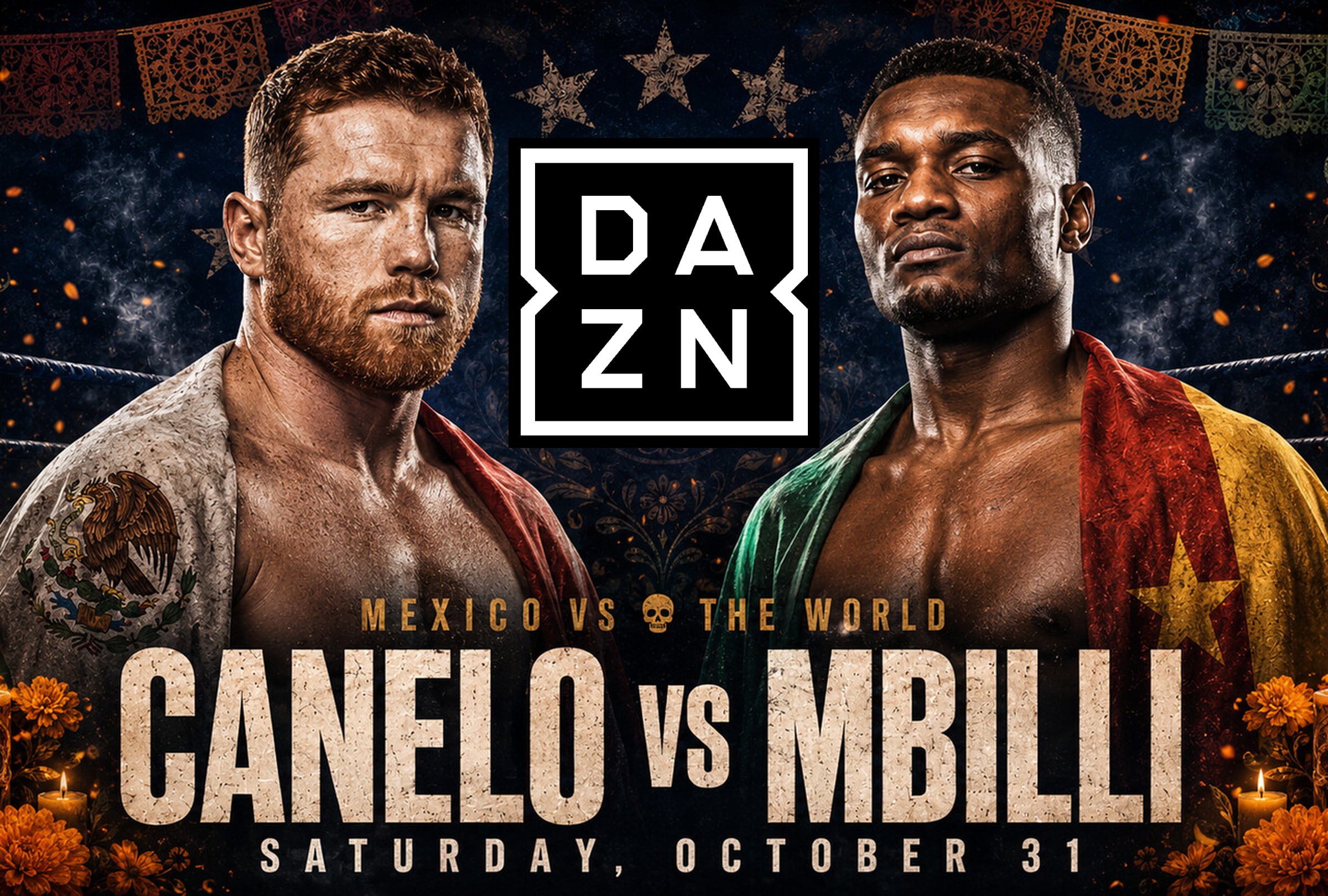 RIAD (ARABIA SAUDITA), 31/10/2026.- Cobertura oficial de DAZN EN VIVO ONLINE para ver la pelea de Canelo Álvarez vs. Christian Mbilli hoy por la categoría peso supermediano en el Kingdom Arena de Riad, Arabia Saudita. FOTO DE DAZN.COM