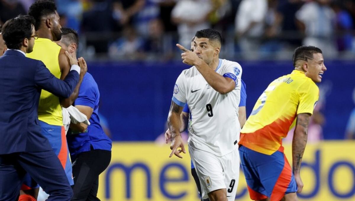 Luis Suárez tuvo un altercado con Miguel Borja, tras el Colombia vs. Uruguay. (Foto: EFE)