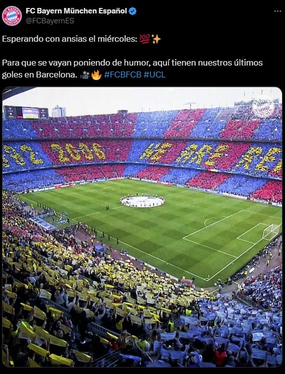 El post con el que Bayern provoca al Barcelona.