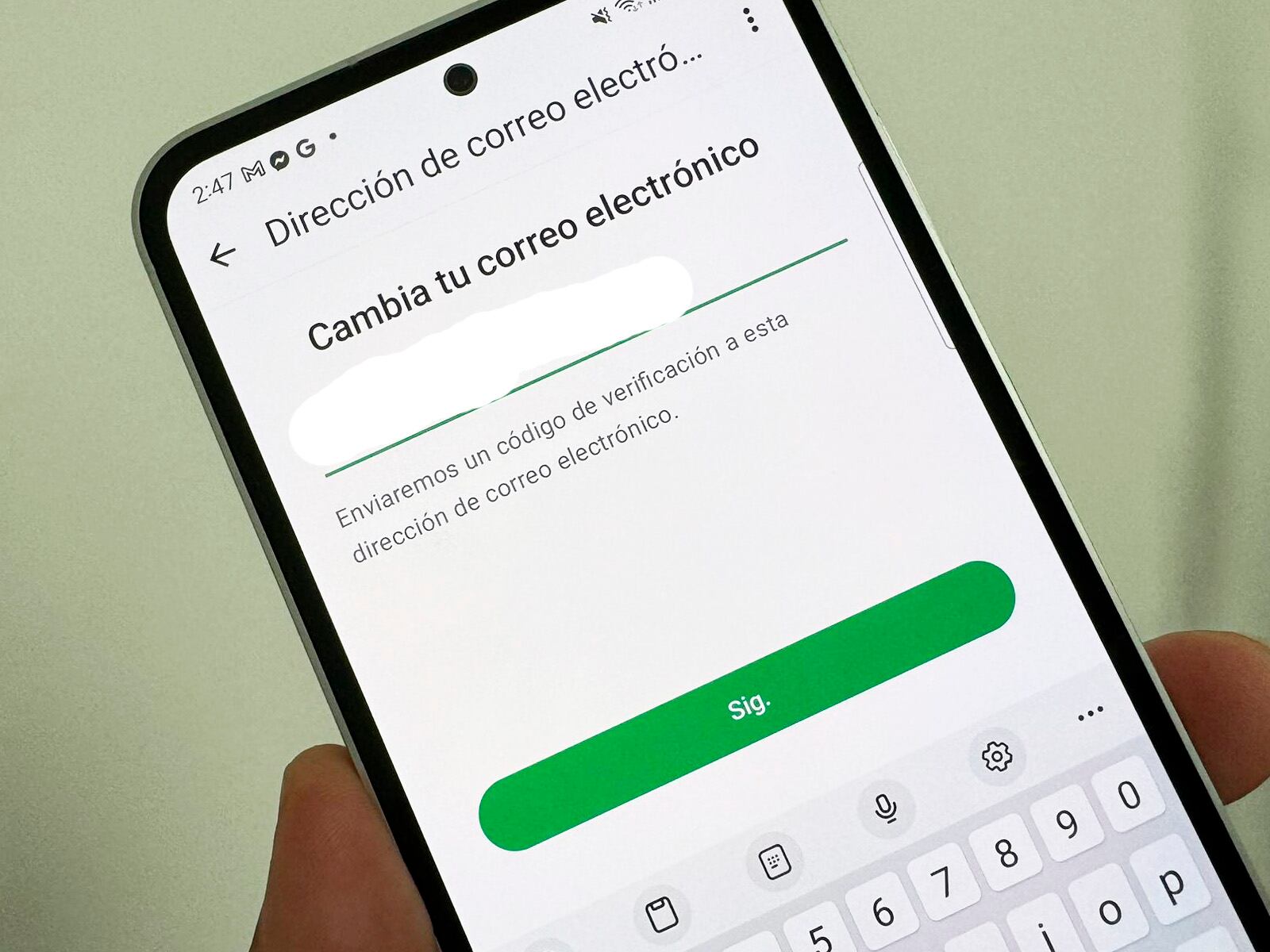 WHATSAPP | De esta manera deberás poner tu correo electrónico para que siempre te llegue el código de verificación por mail. (Foto: MAG - Rommel Yupanqui)