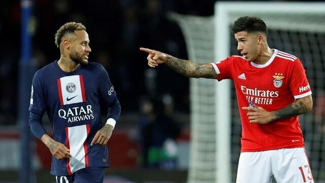 Quedó algo pendiente: Neymar y Enzo Fernández tuvieron un momento tenso tras el PSG vs. Benfica