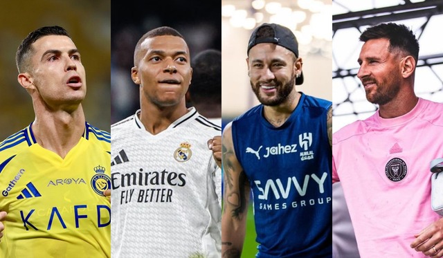 Los diez futbolistas mejor pagados del mundo en 2024. (Foto: Composición)