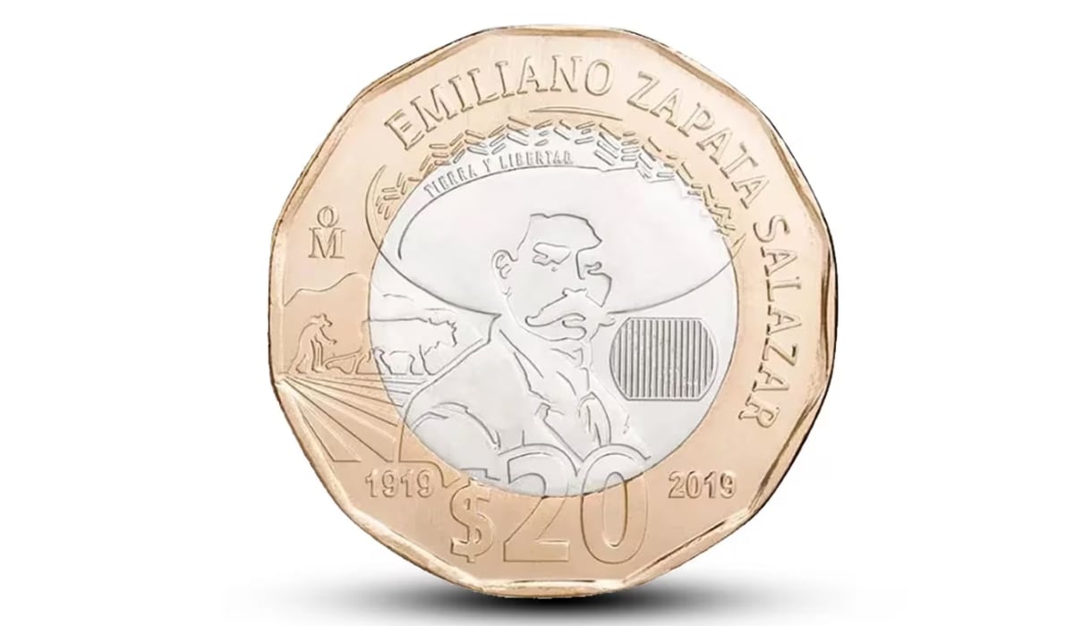 Moneda 20 pesos de Emiliano Zapata (Foto: difusión)