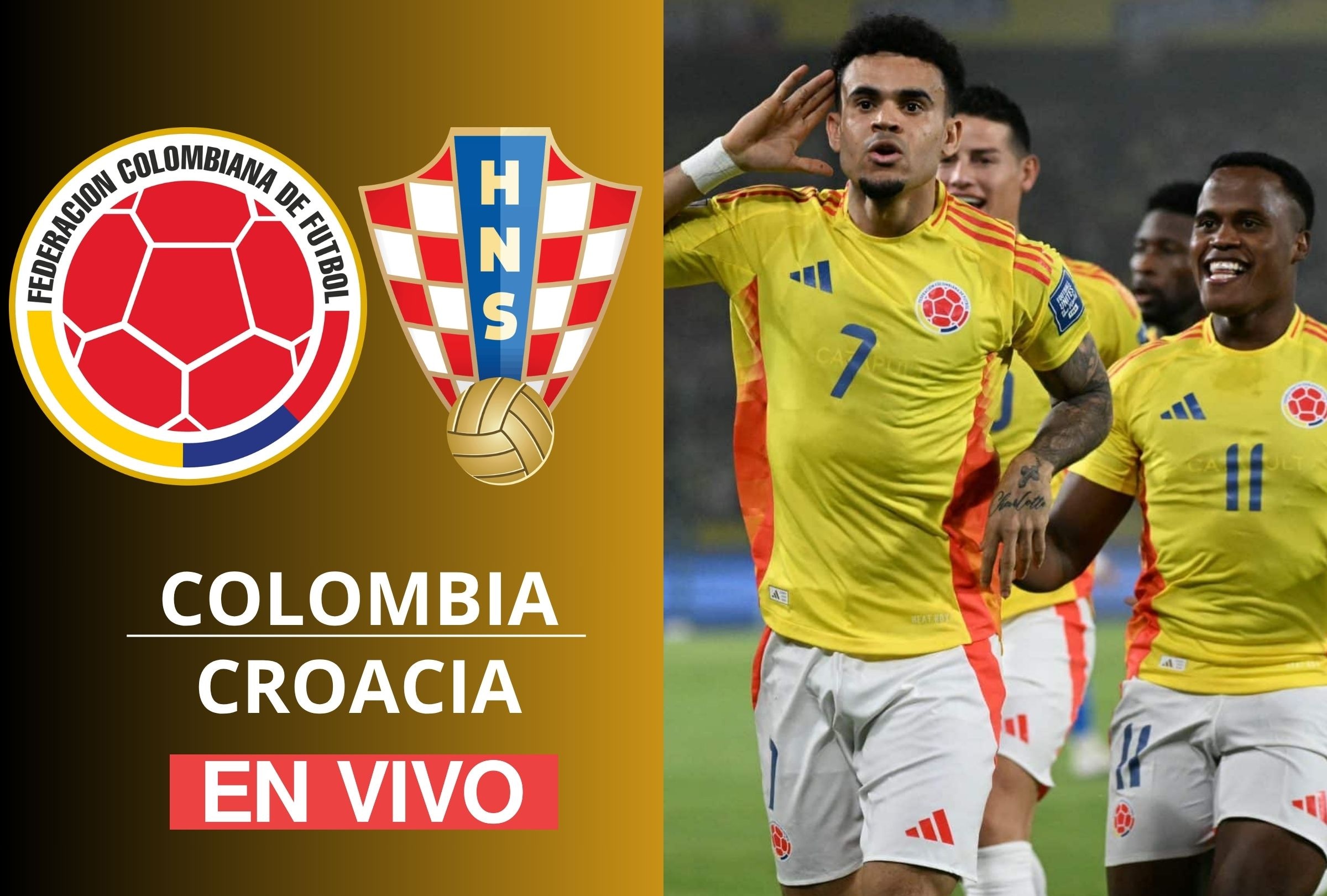 Conoce los horarios, canales de TV y dónde ver online el partido Colombia vs. Croacia EN VIVO EN DIRECTO este jueves 26 de marzo de 2026, el Camping World Stadium de Orlando. (Foto: Composición Depor)