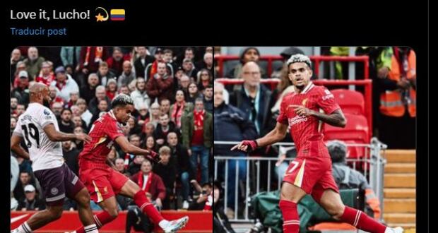 Liverpool celebra el gol de Díaz en su partido 100.