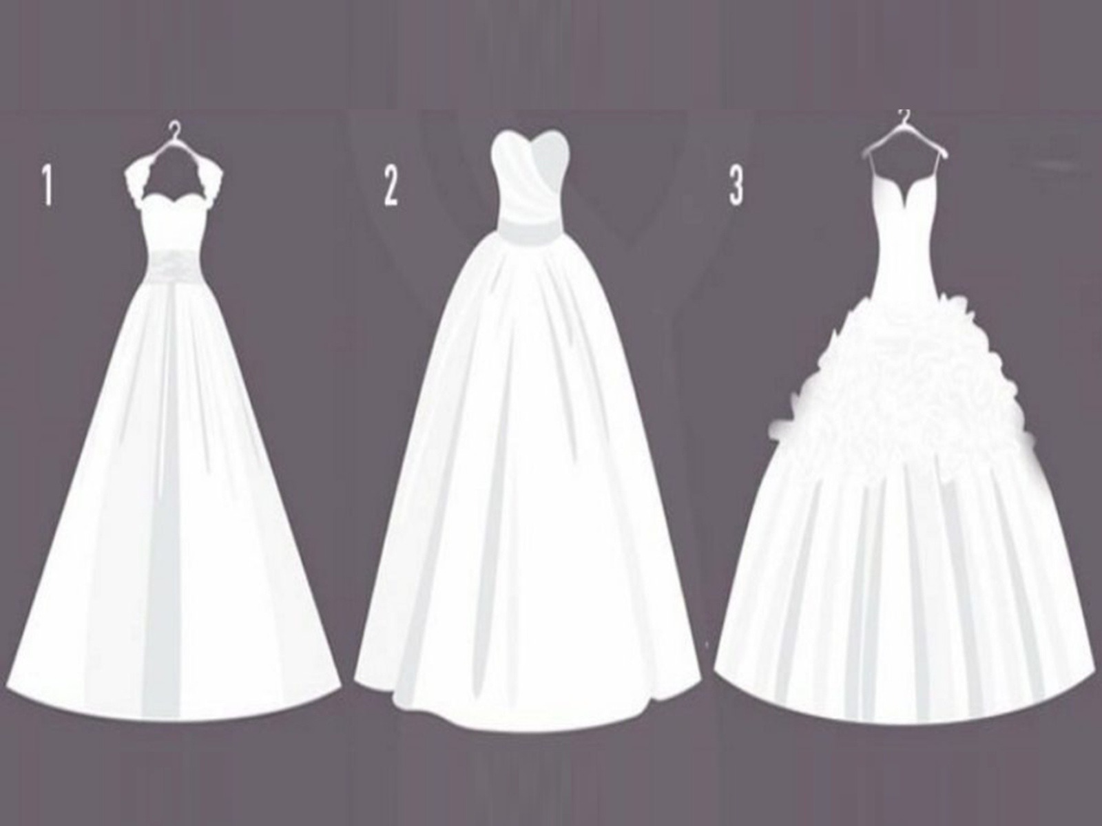 TEST VISUAL | En esta imagen se aprecian tres vestidos de novia. ¿Cuál es tu favorito? (Foto: namastest.net)