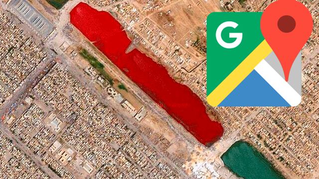 ¿Un lago de sangre en Irak? Conoce lo que hay detrás de esta imagen de GOogle Maps