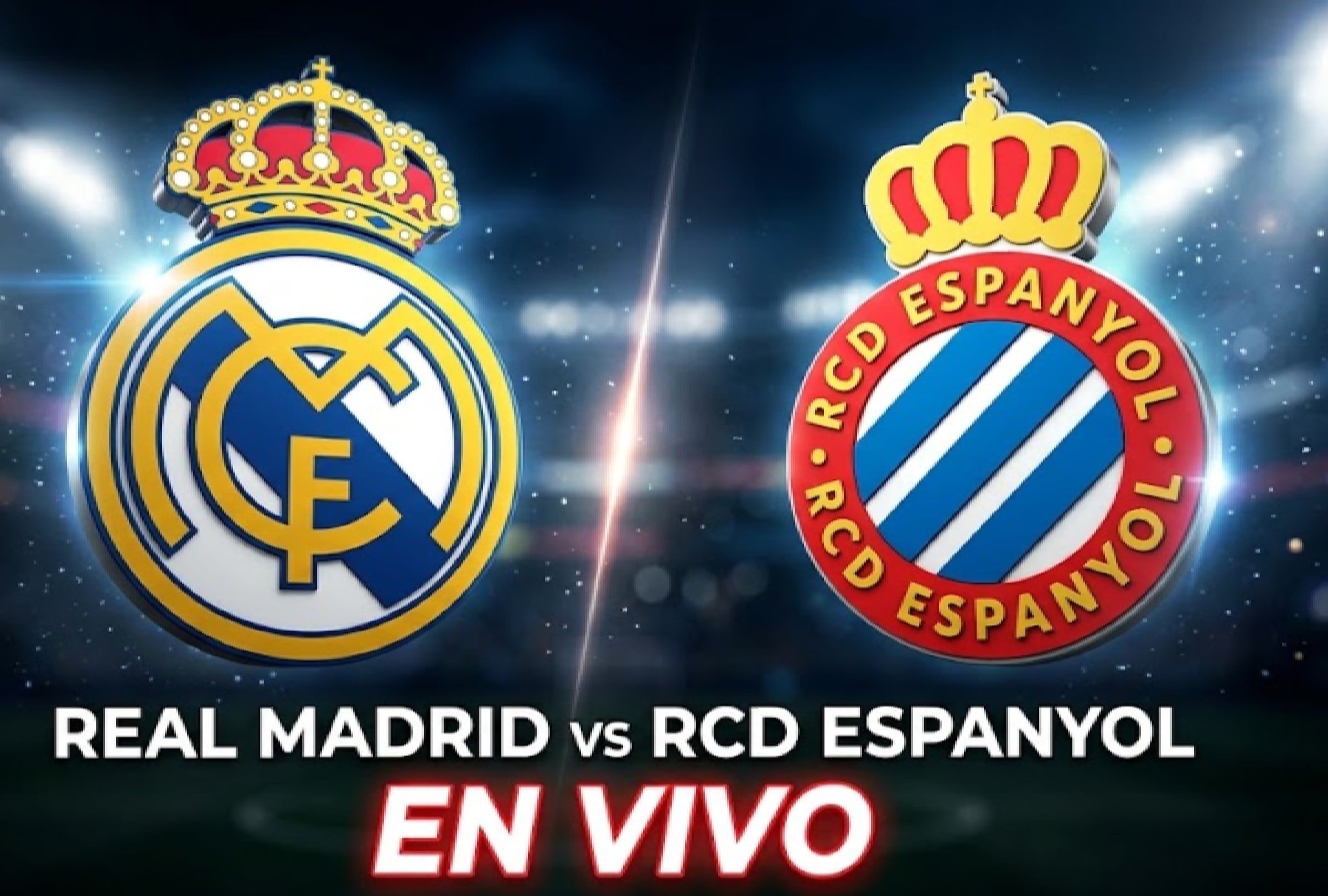 BARCELONA, CATALUÑA, ESPAÑA, 22-08-2026. Horarios y canales para ver EN DIRECTO el partido entre Real Madrid y RCD Espanyol desde el RCDE Stadium por la segunda fecha de LaLiga. FOTO: Imagen creada por la IA de Gemini.