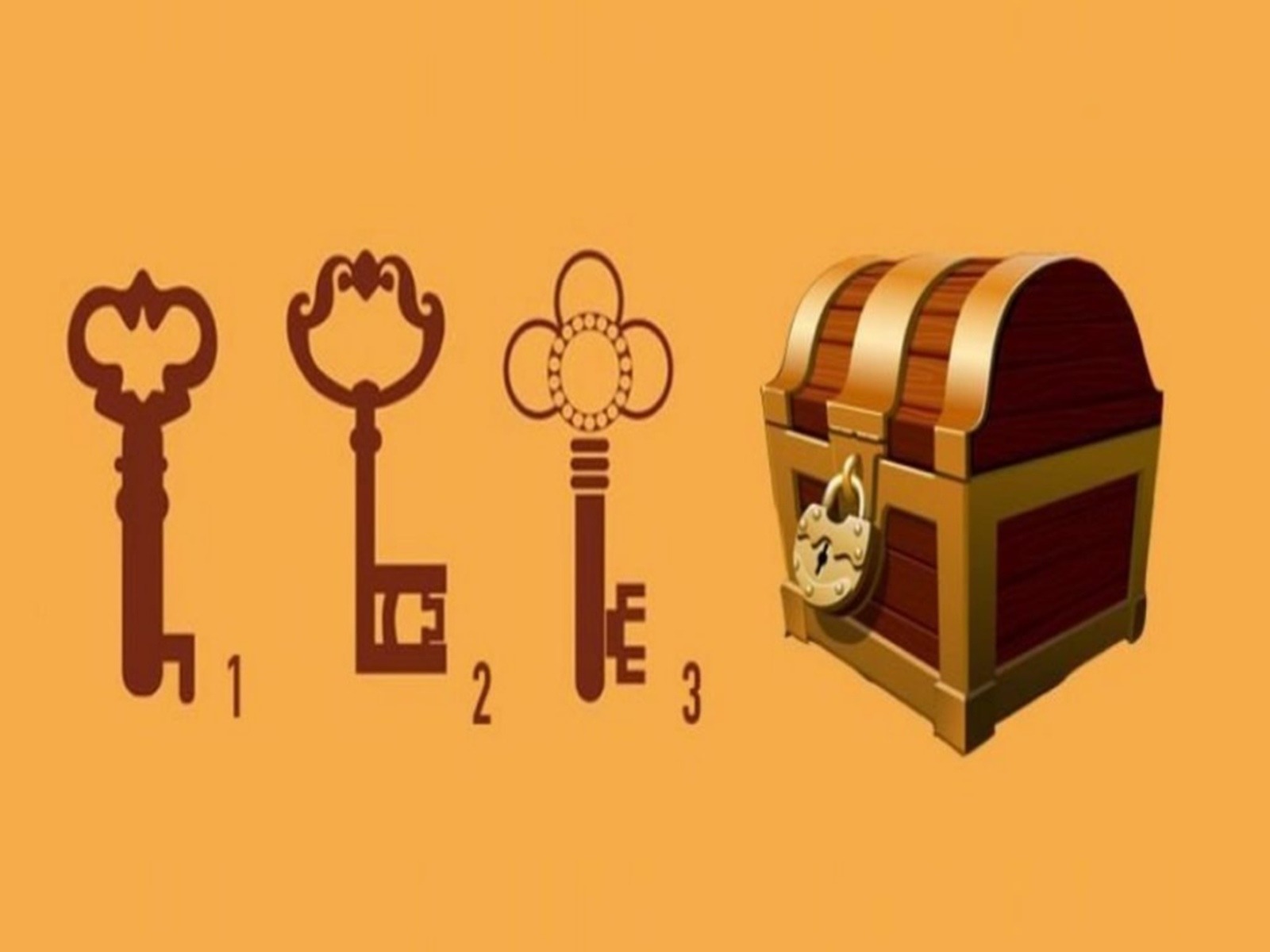 TEST VISUAL | En esta imagen hay tres llaves. Solo una abre el candado del cofre que también está en la ilustración. (Foto: namastest.net)