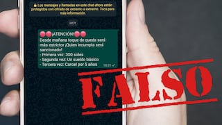¡Cuidado! En WhatsApp circula falso mensaje sobre supuestas multas por no acatar la cuarentena