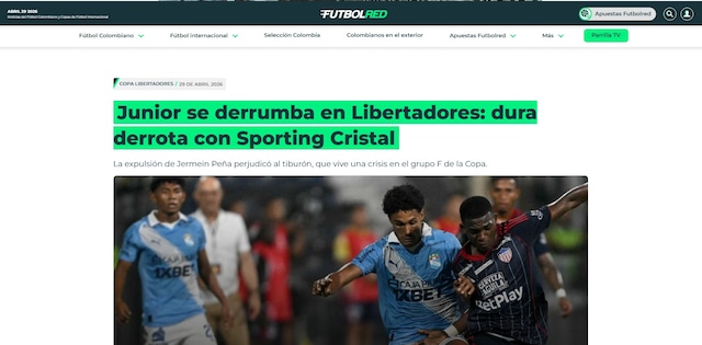La reacción de la prensa colombiana al triunfo de Sporting Cristal sobre Junior de Barranquilla. (Imagen: Captura)