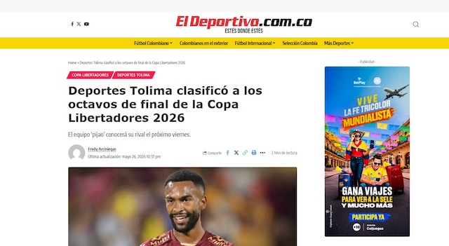La reacción de la prensa colombiana a la clasificación de Tolima y la eliminación de Universitario. (Imagen: Captura)