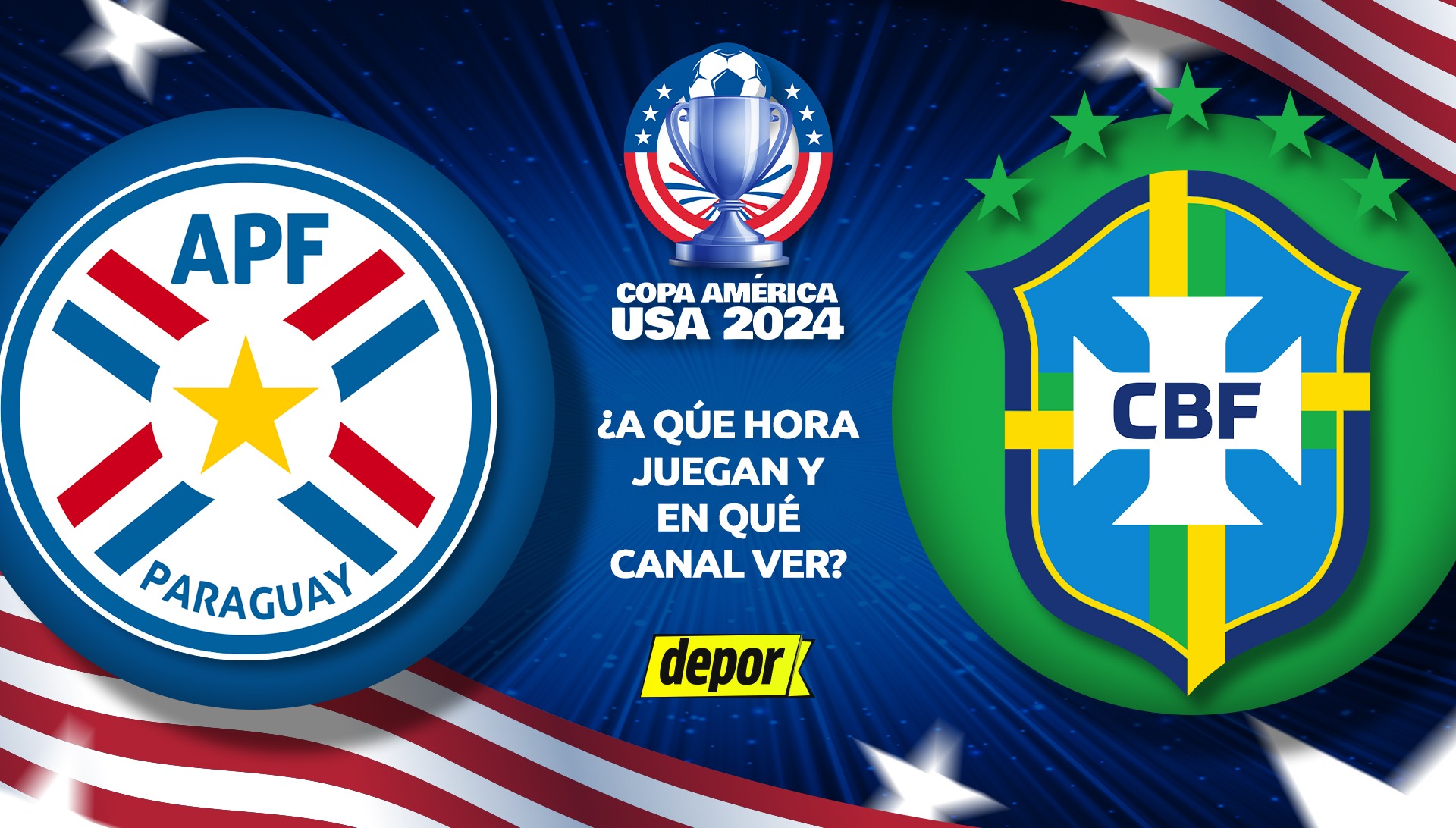 Paraguay y Brasil juegan por la fecha 2 de la Copa América. (Diseño: Depor)