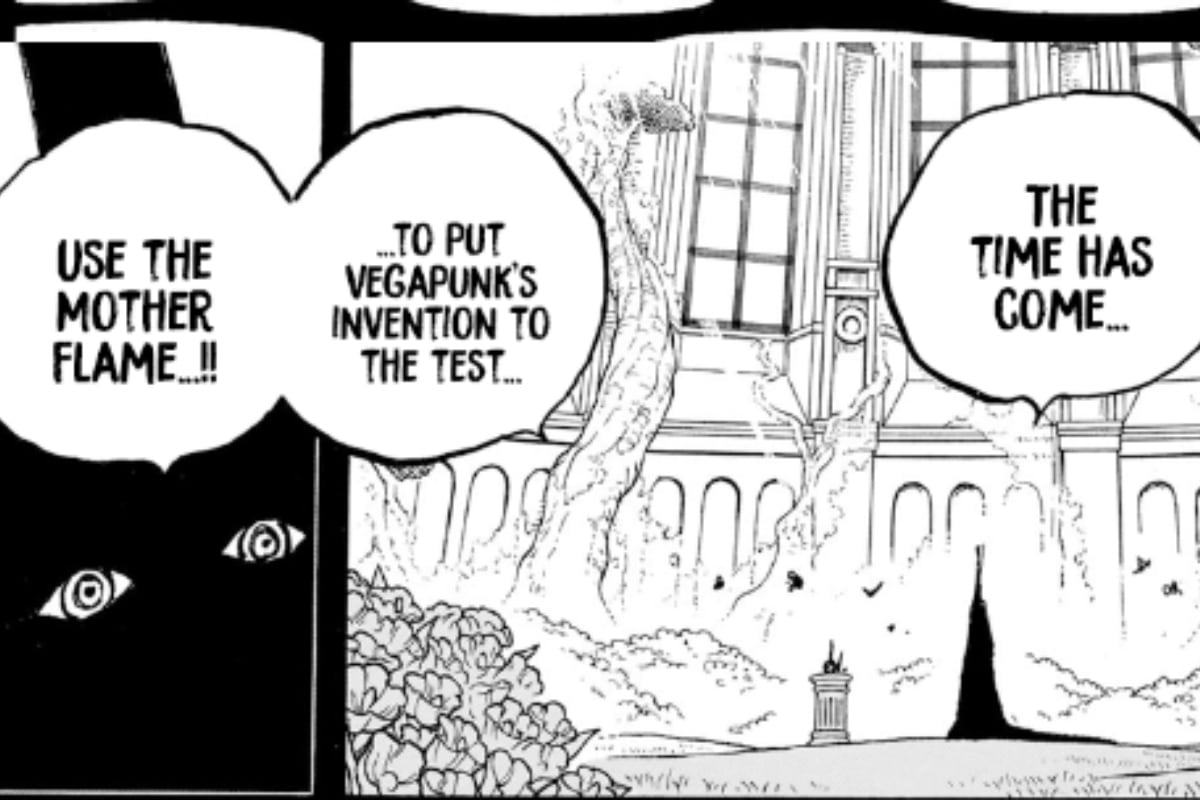 Imu dando la orden de probar el arma Mother Flame (Foto: Shueisha)