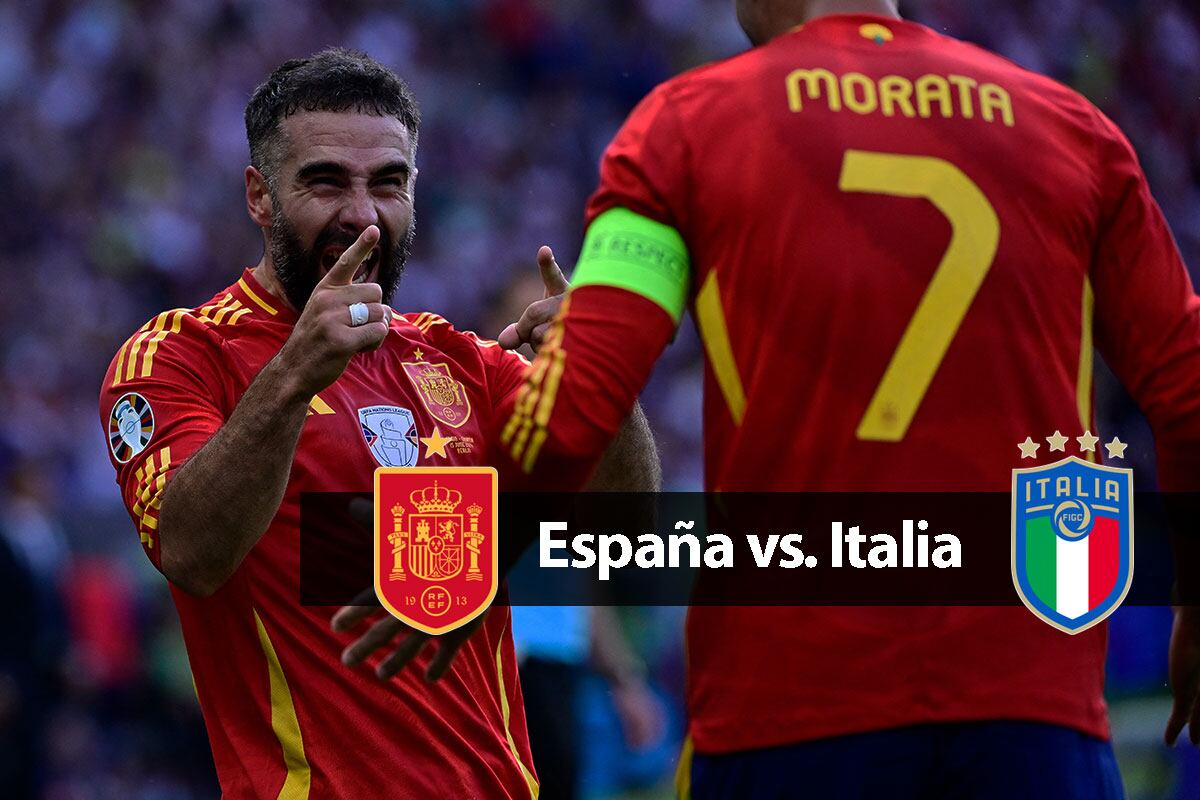 España juega contra Italia por la segunda fecha del grupo B de la Eurocopa 2024 en el Veltins-Arena, en la ciudad de Gelsenkirchen. (Foto. AFP/Composición Depor)