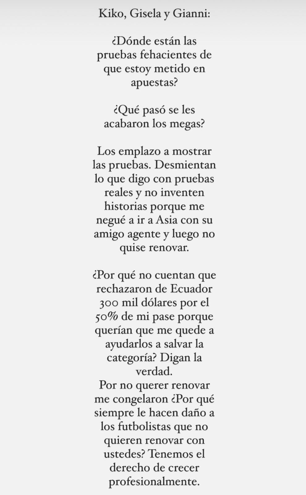 Aron Sánchez a Cantolao: “¿Dónde están las pruebas de que estoy metido en apuestas?”
