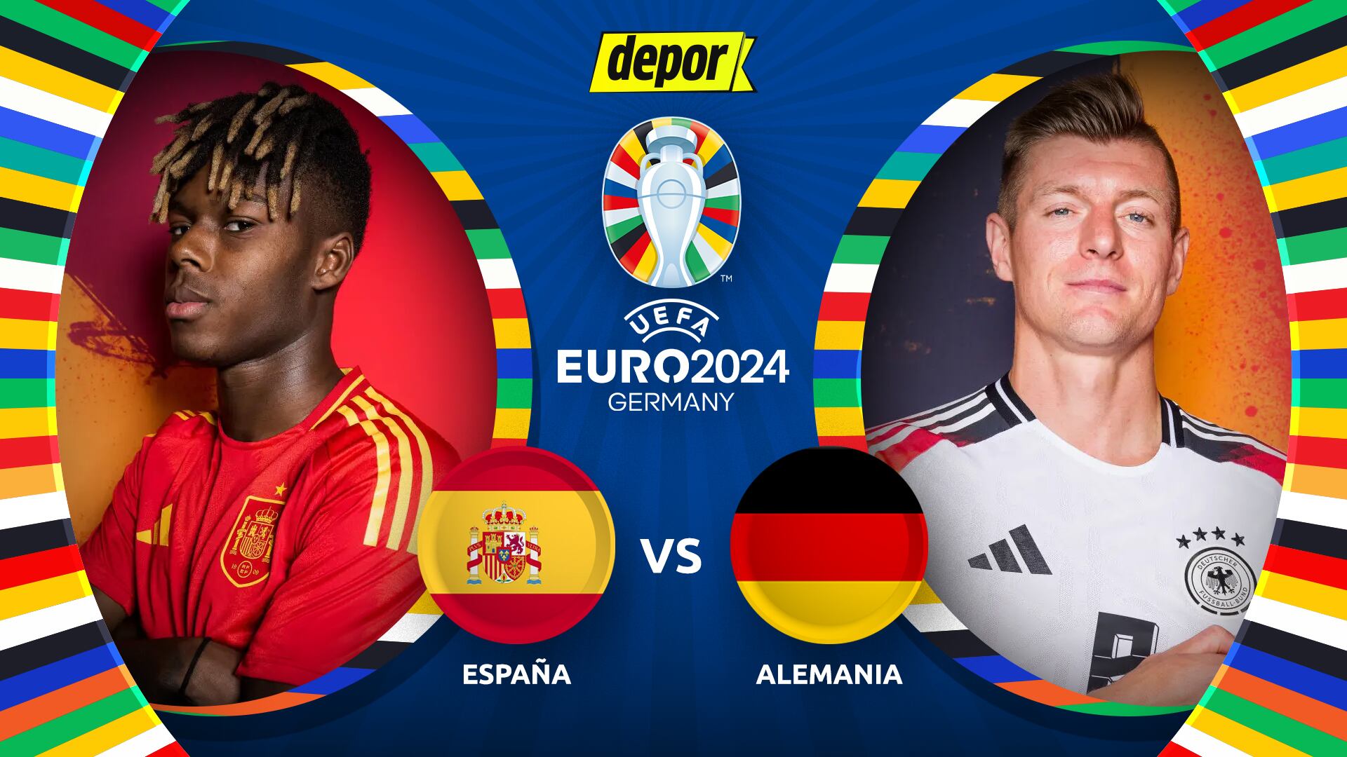 España y Alemania juegan por los cuartos de final de la Eurocopa 2024. (Diseño: Depor)