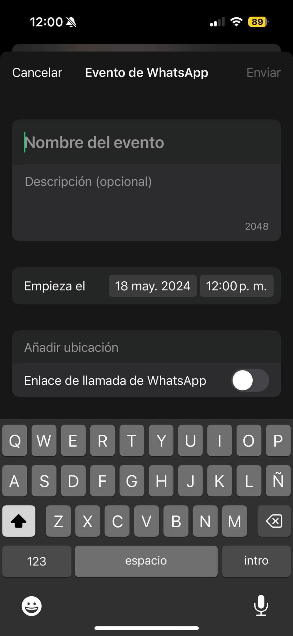 Rellena estos campos para crear el evento. (Foto: GEC)