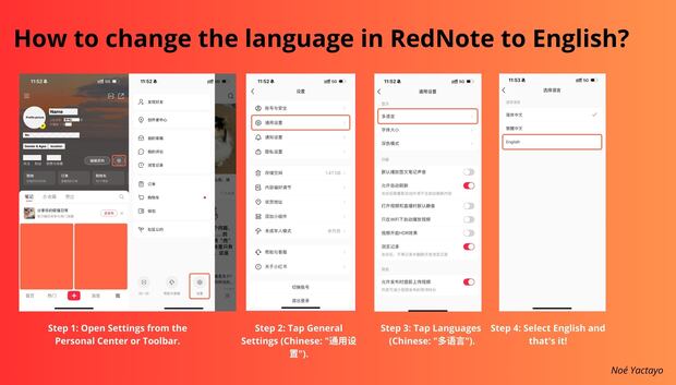 For the moment, REDnote only allows you to change the language from Chinese to English, but the creators of the application are considering introducing new languages such as Spanish and Portuguese. (Photo: Noé Yactayo)
