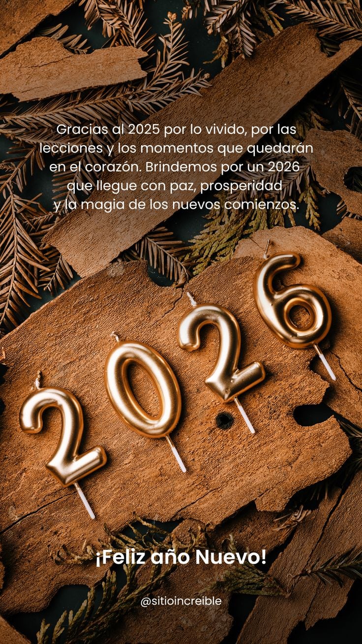 Elige una de estas 20 opciones de tarjetas para desear un ¡Feliz Año Nuevo 2026! este 31 de diciembre y 1 de enero. Compártela en todas las redes sociales. (Foto: Pinterest)