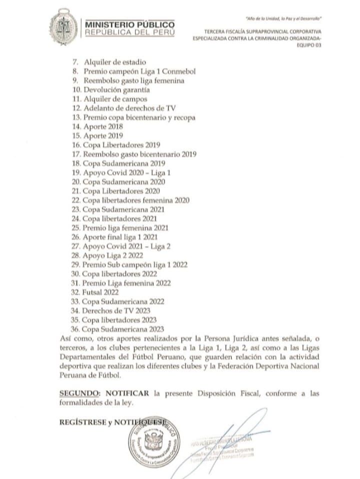 Documento que explica las diligencias de este jueves en las instalaciones de Alianza Lima. (Imagen: Difusión)