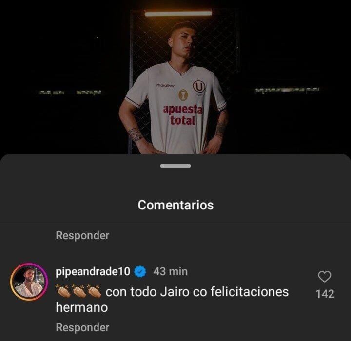 Andrés Andrade y su mensaje a Jairo Concha. (Imagen: Instagram)