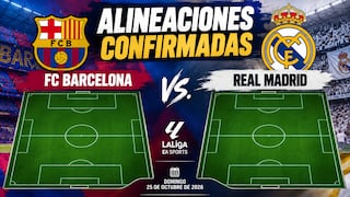 Alineaciones confirmadas de FC Barcelona vs. Real Madrid por El Clásico de la Jornada 10 de LaLiga 2026
