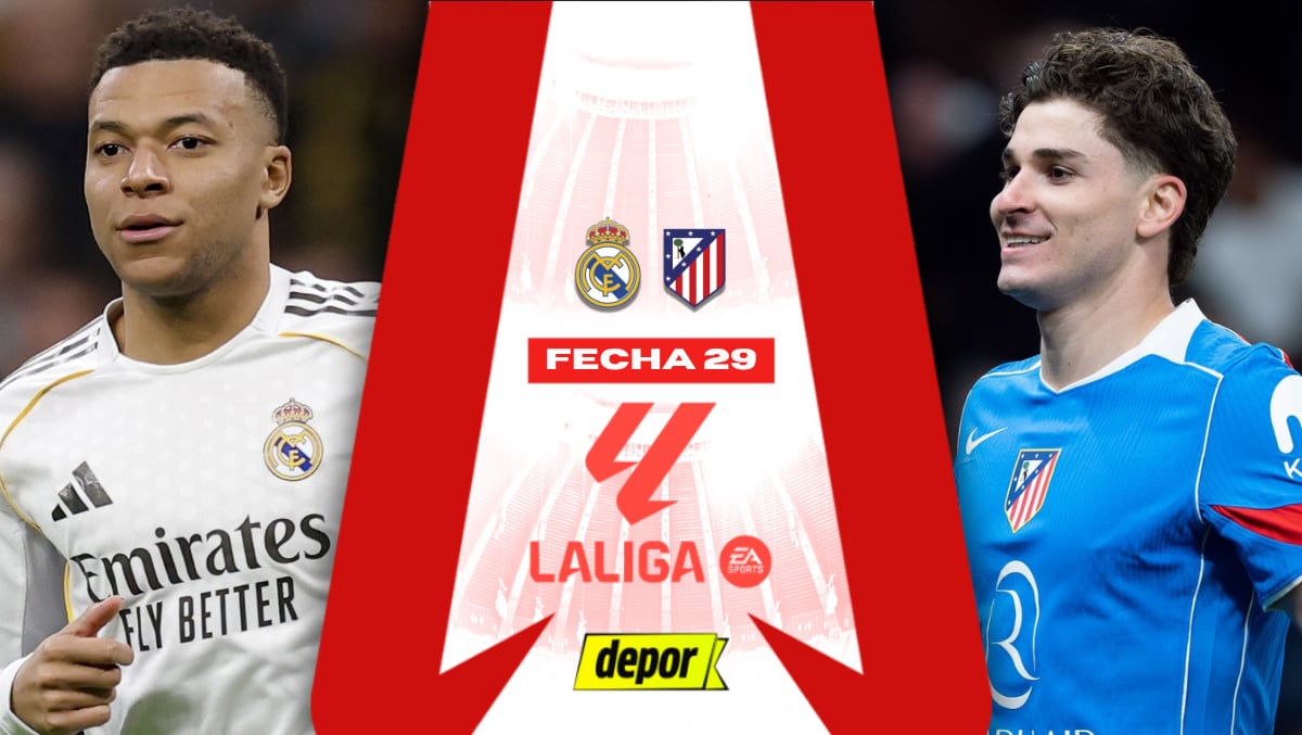 Real Madrid vs. Atlético de Madrid se enfrentan por la fecha 29 de LaLiga 2025-26. (Diseño: Depor)