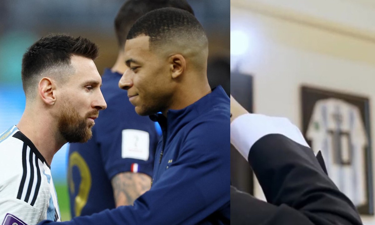 Kylian Mbappé tiene una camiseta de Lionel Messi en su casa. (Foto: Composición)