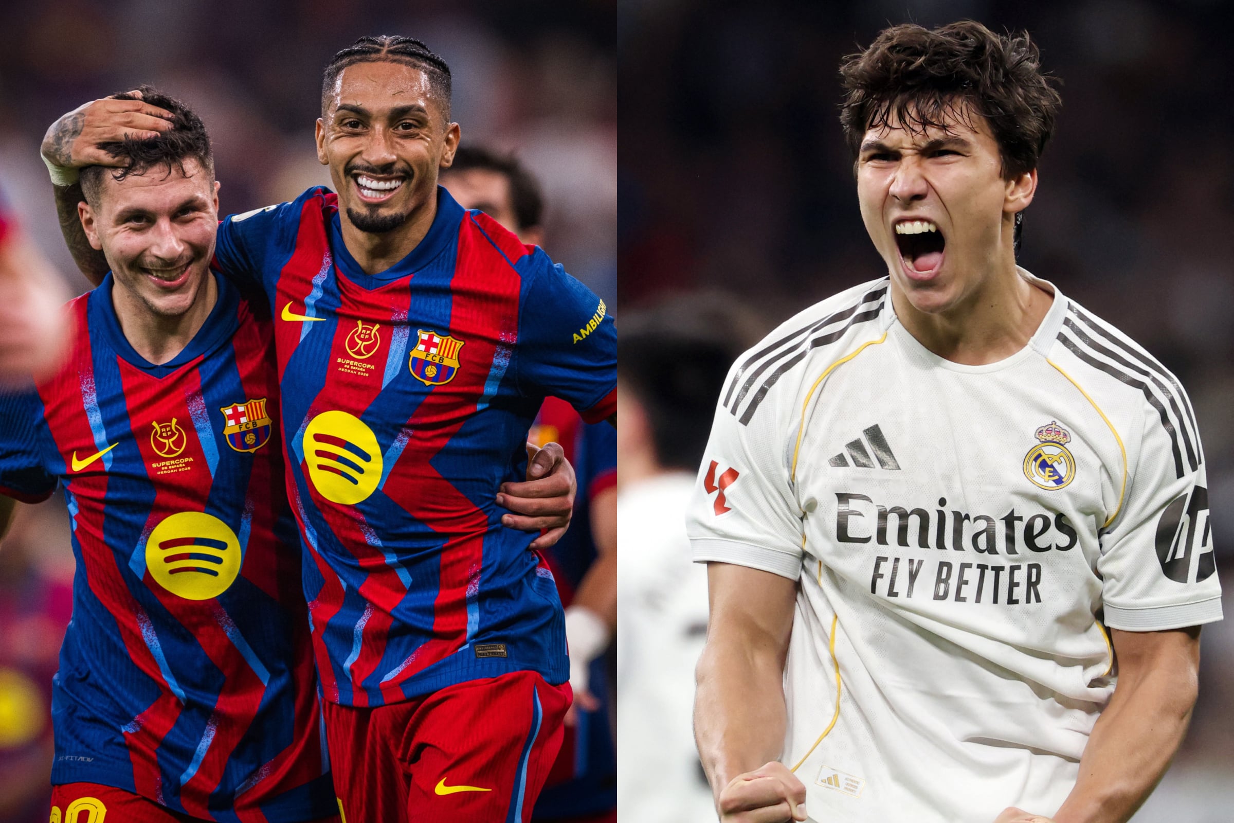Transmisión de El Clásico, FC Barcelona - Real Madrid en directo, este domingo 11 de enero, por la final de la Supercopa de España 2026. (Fotos: @FCBarcelona / AFP / Composición MAG)
