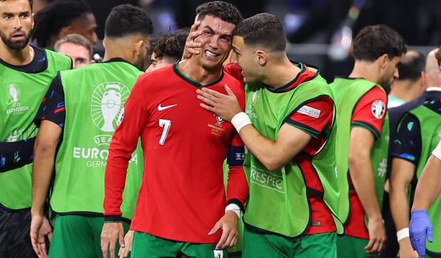 Cristiano Ronaldo falló penal y terminó en llanto en el Portugal vs Eslovenia por la Eurocopa 2024. (Foto: Agencias).