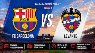 ESPN transmitió el partido FC Barcelona 4-2 Levante por LaLiga 2026/27 en EE.UU.