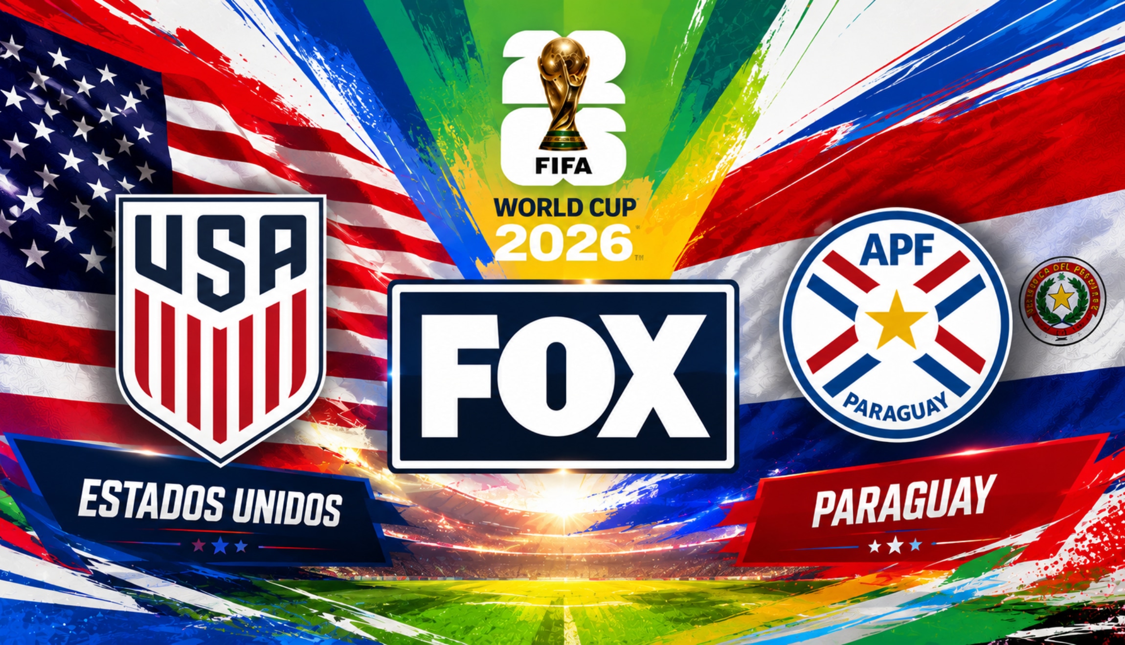 Señal de Fox Sports en vivo y en directo para ver el partido de Estados Unidos vs. Paraguay, este viernes 12 de junio, desde el SoFi Stadium por la Jornada 1 del Mundial de Fútbol 2026. (Foto: Imagen creada por Depor utilizando la IA de Chat GPT)