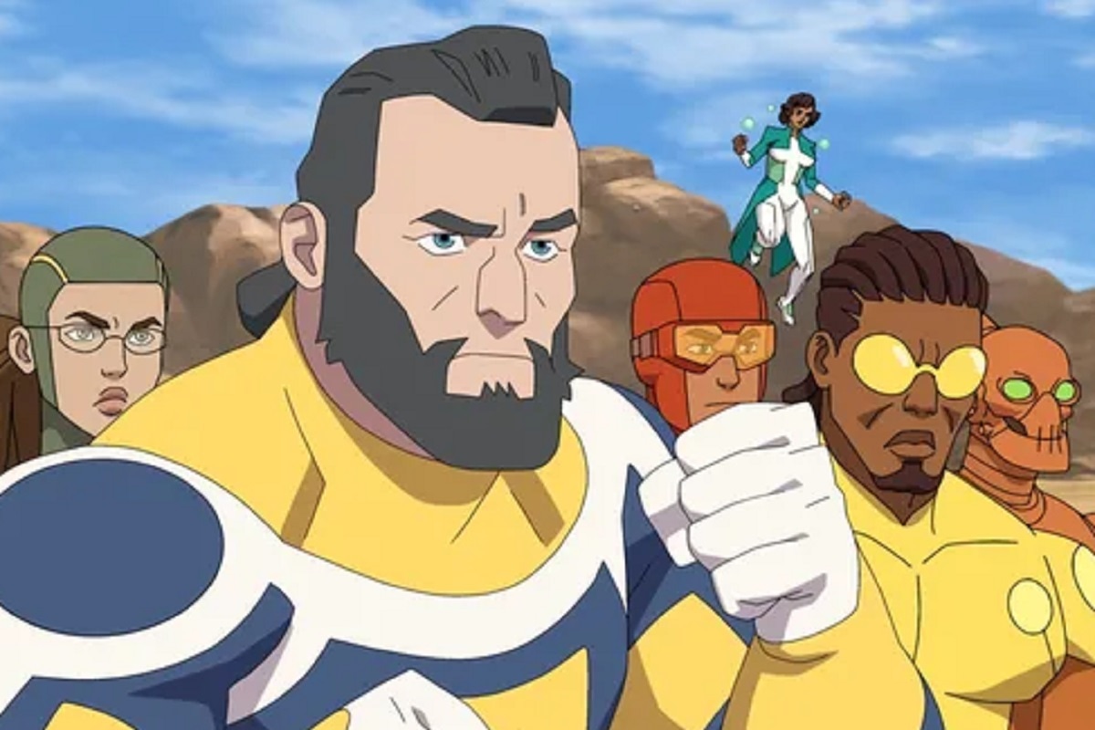 Melise (Dupli-Kate), Grey Griffin (Shrinking Ray), Ross Marquand (The Immortal), Jason Mantzoukas (Rex Splode), Jay Pharaoh (Bulletproof), Zachary Quinto (Robot) y Khary Payton (Black Samson) en la parte 2 de la temporada 2 de "Invincible" (Foto: Amazon Prime Video)