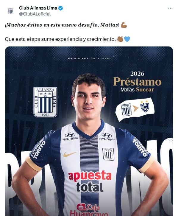 Matías Succar es nuevo jugador de Cienciano, tras una temporada con pocas oportunidades en Alianza Lima.